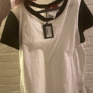 Philanthropy Harlow distress black and white tee